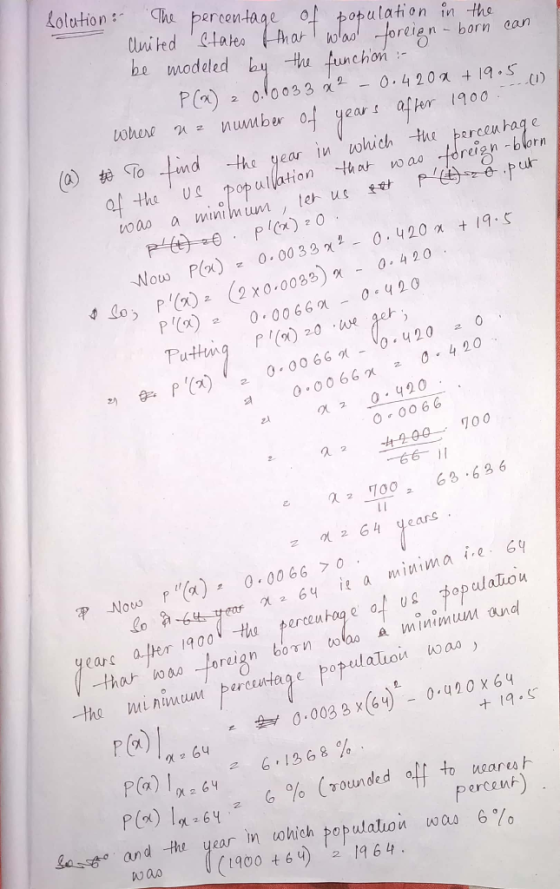 Lolution :- <puhercentage 악 totulati a nin, the he modaled by t Auchon loturi х z number of years after 1900 he gear oich Ih