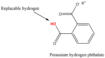 Replacable hydrogen но Potassium hydrogen phthalate