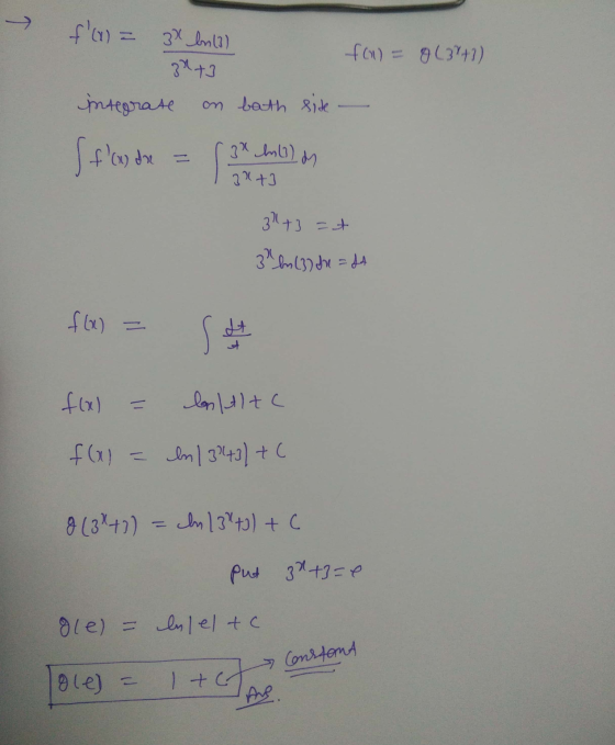 → fw = 37 ln (1) foxx = 8 (3741) +3 on integrate bath site - dn = (3 ln(i) as Tout 34+3 =+ 3 ln (3) the = 24 f(x) = f(x) =