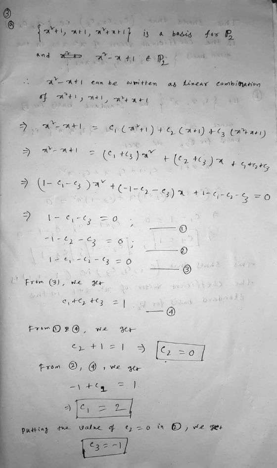 fatti, ***, ****} is basis for Pe and na-at e P₂ can be written as dinear combination x-+ of 21+1, 2+1 2-31+1 = (a +1)+(₂(a+1
