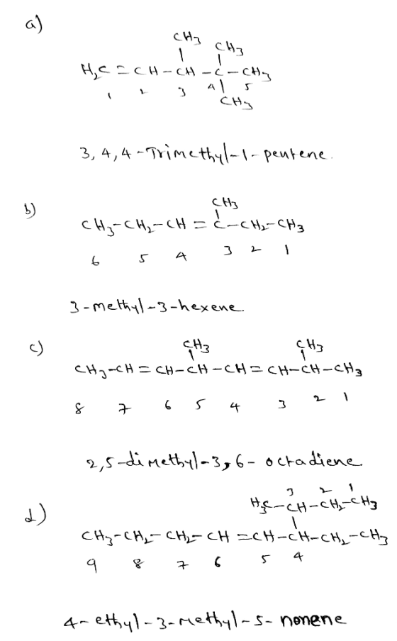 My cm3 HicacH-CH -c-cha CHg 3, 4, 4 -ТҮі сt,41 - 1- рец{ еме. -Н с 4-cң, - сH = -сH,- срз 6 г Азь | 3-methyl-3-hexene. сна-