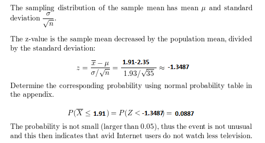 The sampling distribution of the sample mean has mean y and standard deviation The z-value is the sample mean decreased by th