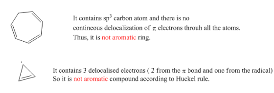 It contains sp3 carbon atom and there is no contineous delocalization of π electrons throuh all the atoms. Thus, it is not ar