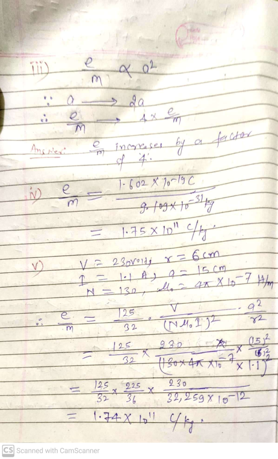m ga a e M en a factor Answert incorreses by my of 4. e 602 X 76-19 C go logx16 317 1.75 X 10 445 V = 2Boroidy r= 6cm 1 = 1.