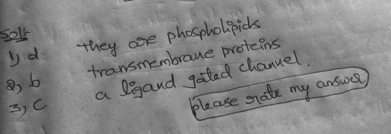channel, Sol yd 23 3, b They are phospholipids transmembrane proteins please rate my my answel