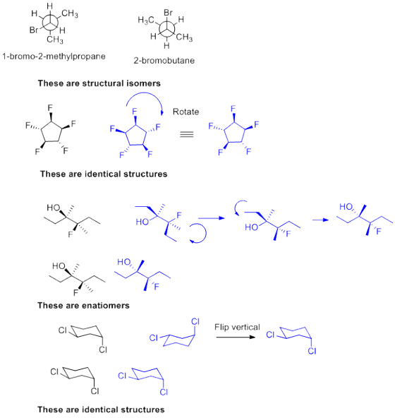H CH3 BrOH HEC HOCH CH3 1-bromo-2-methylpropane 2-bromobutane These are structural isomers Rotate F These are identical str