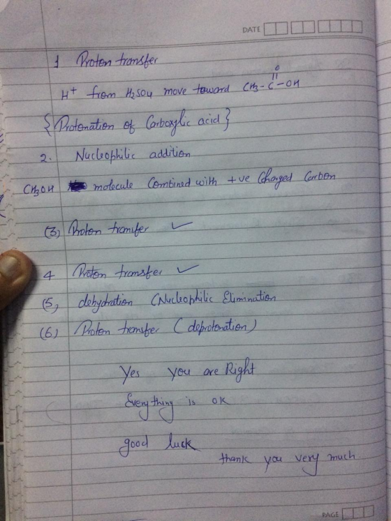DATE Proten transfer HT tram H soy move towond C-C-an hatention Carbaylie acid Nuclophilie additien 2. haged nbtn motecule Co