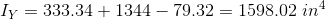I_Y=333.34+1344-79.32=1598.02~in^4