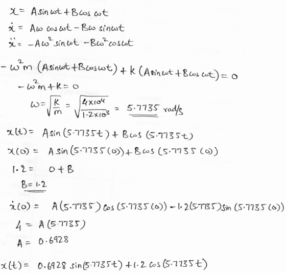 X= Asin wt tBcos wt i = Aw cos ot-Bw sinwt i- -Aw sinot -Bucoscot %3D - wm (Asinut tBoswt)+k (Arineut +B cos cut)=o - wmtk= 0