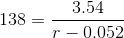 138 = 3.54 r - 0,052