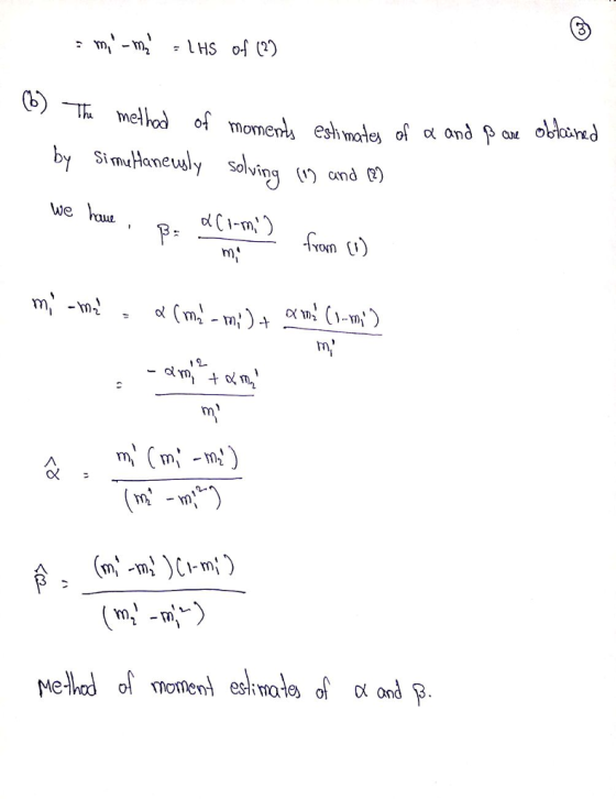 C) _Tk melled of momenta eshmales of α and Par by SimHanely s ngana ) we hau p. moment es);mata of α and