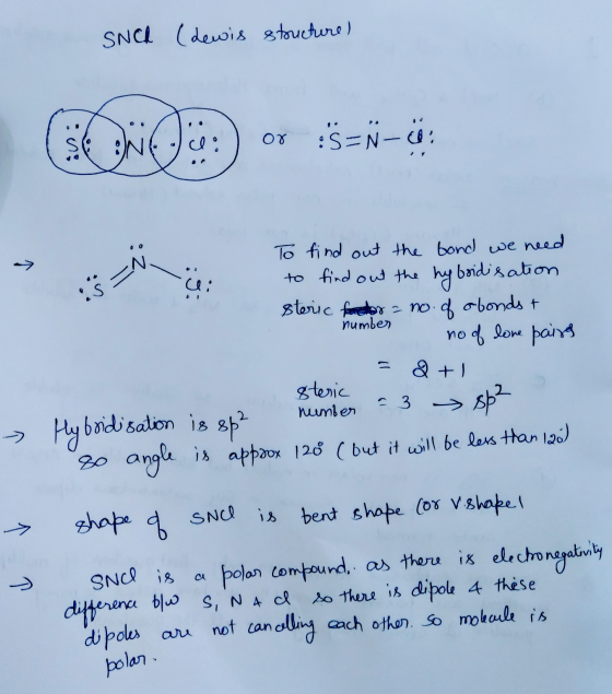 SNC (dewis structure / :9 - To find out the bond we need to find out the hybridisation steric factor a no of obonds + number