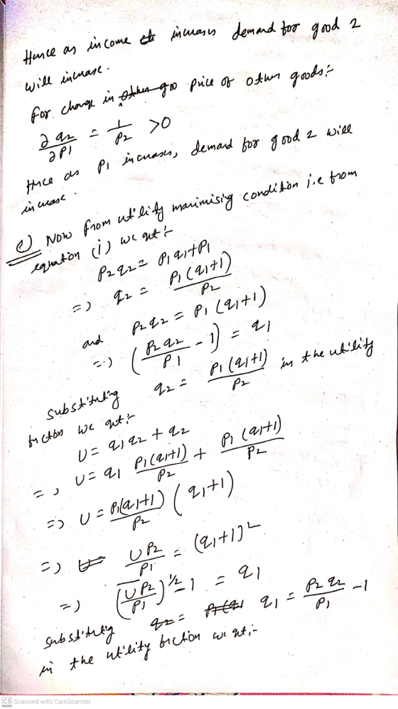 Hunce as in come to incmans demand for good 2 for change in other goo price of otur goods? will incmase. da so 4 dan 2 will a