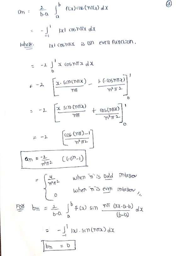 flex) as (M14) dix an : b-a a s Ixl cosntx dx What, I COS 11.X. is an eve) function, -2 Jx cos NITO da 6 - 2. Sinonix) 1. (