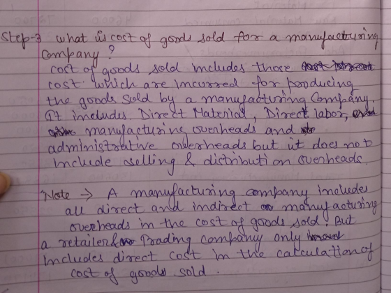 9 spoort step- what is cost of goods sold for a man manufacturing Company cost of goods sold includes those rest cost which a