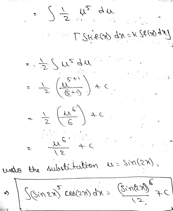 S Ž us du I Skien) drak Senang - ² susdu 5t u (6+) ) t 2 ایم Ž (usa) 6 u tc 12 undo the substitation u= sin(22) S(sin en) cos