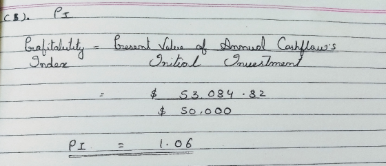 cole Grafitability - Index Present Value of Initial Annual Cashflows Insestment $ 53,084.82 $ 50,000 PI = 1.06