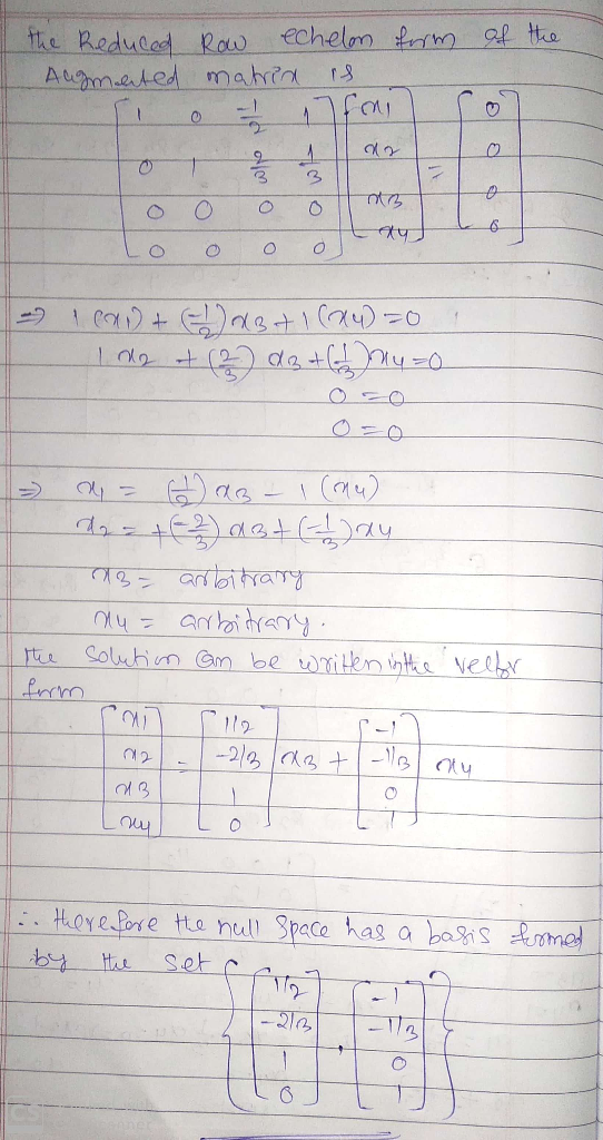 of the the Reduced Row echelon form Augmented matrix is (1 o - fan loo oo olso प Lo o o o olol who y ool wih - 1 cant (1) AB+