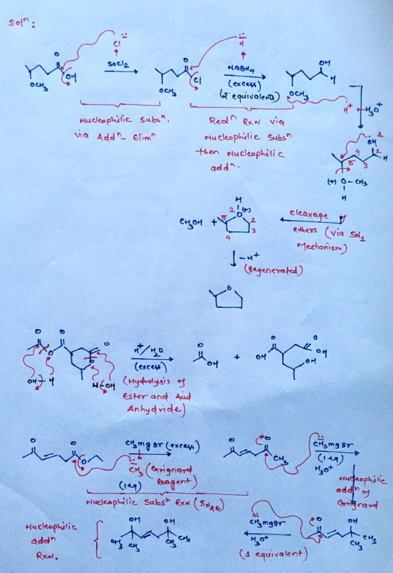 Soin: Soela NOBH4 (excess) Nucleophilic subs. via Add_ Elim (o equivalents) OCH 3 Red Rxal via Nucleophilic subsn then Nu