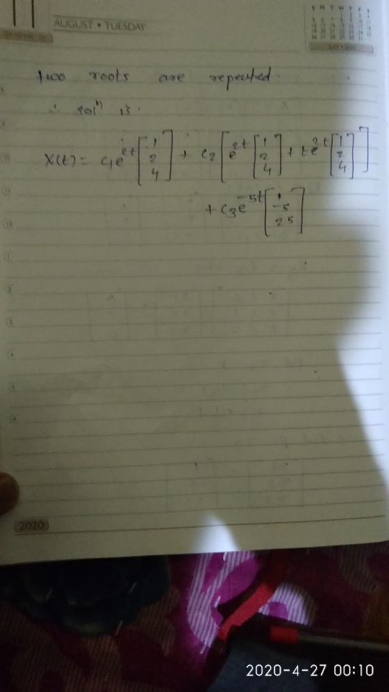 M T W T F S AUGUST TUESDAY ME un roots are repeated to Xl 5H col T-5 I 25 2020 2020-4-27 00:10