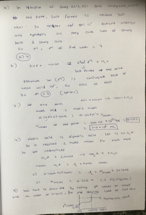 a) in hitration of strong acad, nel and strong bao, may at end point, salt formed wat they is ) ci are neubral doesnt cons o