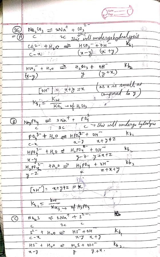 6 Na, co, a znat + co vc te mpored cmdlergs hydrolysis | c62-thro & Ho, tot cante (any) (alty) HO, the = H₂CO3 + oH (-y) y (y