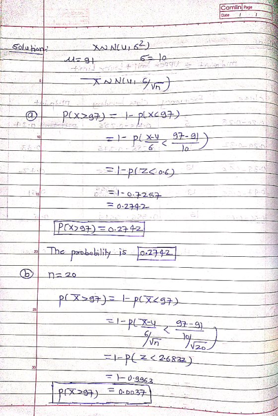 Camlin Page Date AL,62) Soluhian lgt X-y 10 tstto -1 0.2342 O.2342 o-2342 The pnbabiliy js n20 p LF) 97-9) 0.9463