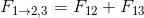 F_{1\rightarrow 2, 3} = F_{12} + F_{13}