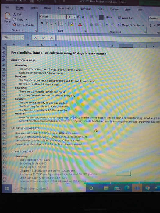 ACC 202 Final Project Workbook - Excel File Home Insert Draw Page Layout Formulas Data Review View Help Calibri X Cut Copy Pa