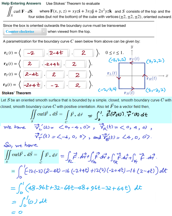 Help Entering Answers Use Stokes Theorem to evaluate || curl F. ds where F(x, y, z) = xyzi + 3x yj + 2x²yzk and S consists o