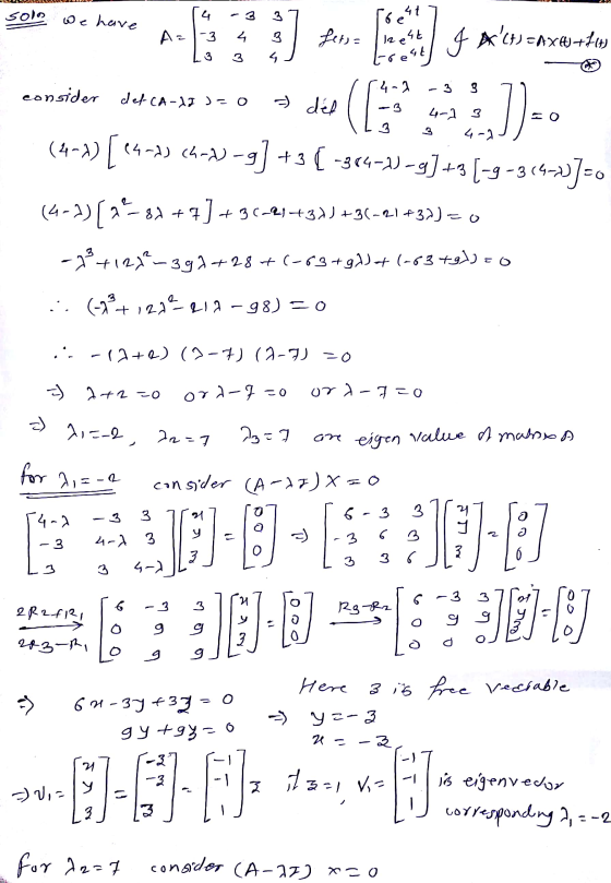 solo 47 we have be A=1-3 4 3 Lets bestel 4 ACH) =ax&+743 3 re 4-2 - 3 3 consider defca-12 = 0 =) del (( -3 4-1 3 :)). 4-) (4
