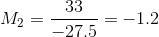 M_{2}=\frac{33}{-27.5}=-1.2