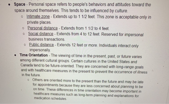 Space - Personal space refers to peoples behaviors and attitudes toward the space around themselves. This tends to be influe