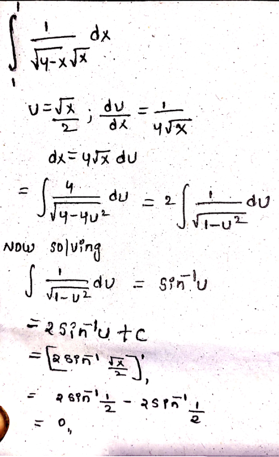 dx Vy-x -- U-VE; du. dx yox dx = 4ux du Sy du Vy-42 - 2 S du 12 Now solving S du VI-V2 Sinilu =asiñtuto = [28enny 2697Ź -25P
