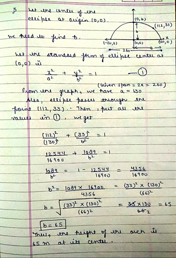 5 that the untu of ellipse at ougin 10,0) (0, b) Î (112,33) we need to find b. (-130,0) 10,0) (130,0) 260 standard form of he