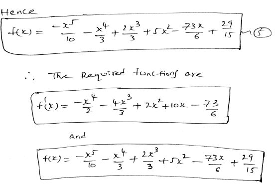 Hence et-ext 5 Ž + 2x3 + - +5x ... The required fonctions are (f(x) = -x - 4x + 2x +10x - 73 and tex) = -* - R + 2*+542-73 +4