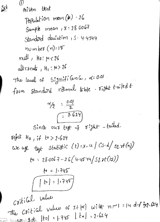 GiVem that () 26 PoPudebion Sample Stamdod dauiation iS: 4.4544 numbet () 15 Tutl,Ho: M26 alktinak, H M> 2 mean X 2 8 0067 Th