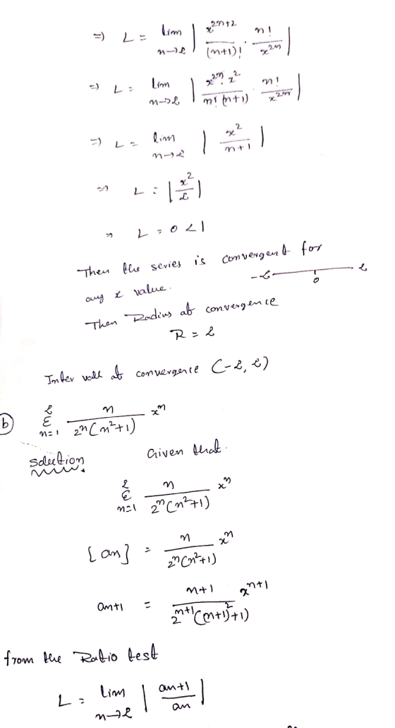 La lim 1 2252 m! munbe l momentel ~ Lloyd y L-021 for Then the series is convergent any e value. - - Then Radius ab convergen