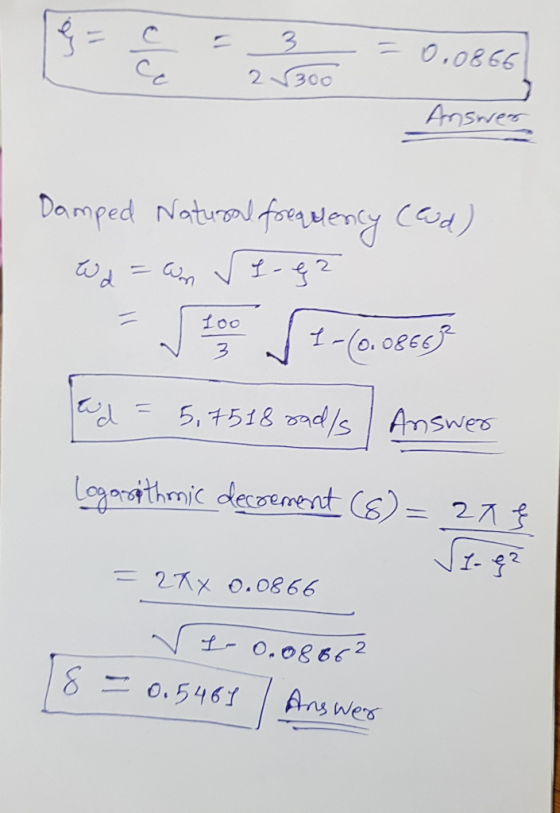 0.0866 2 300 Answes Damped Natura foeeny Cd) -2 foo 1-(0.0866 Answes 5,7518 87d/s Logarathrnic decoement (s)-21 I-2 27x 0.086