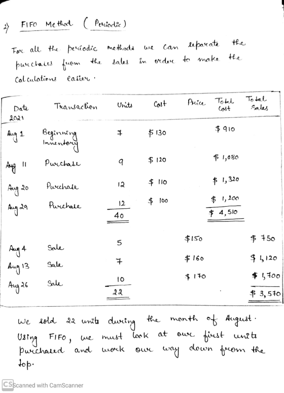 27 FIFO Me thod. ( Periodic ) the For all the periodic methods the purchases from sales Calculations easier can reparate in o