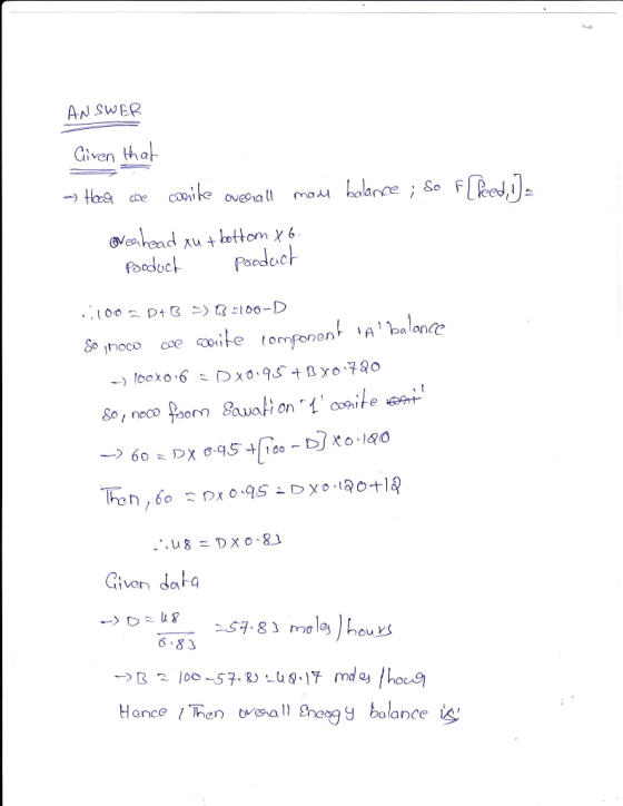 AN SWER Civen tha Given data 6 8 3 Honce l Then enall norgy balance s