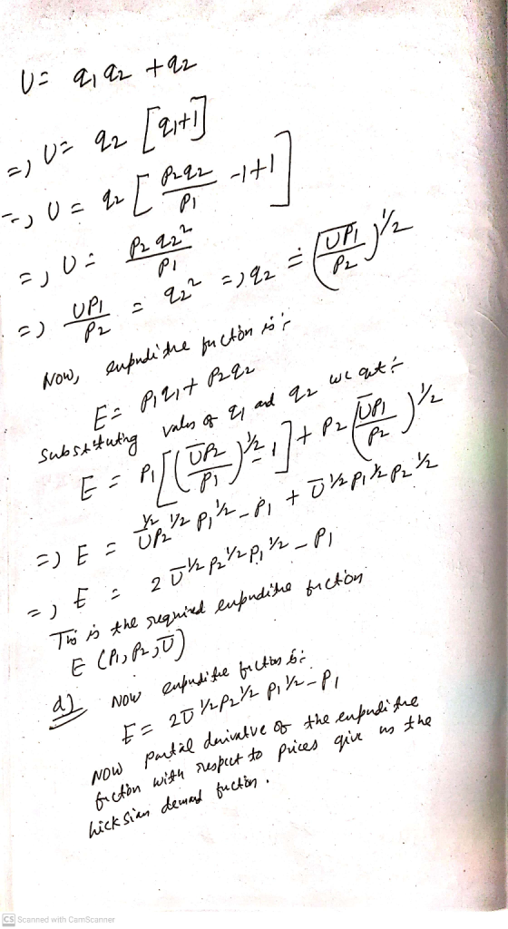 E = 20/2/2/2 pil-pi NOW Partal i derivative of the enfudi tre fiction with respect to puces give is the U= q, a2 +22 =) U= 22