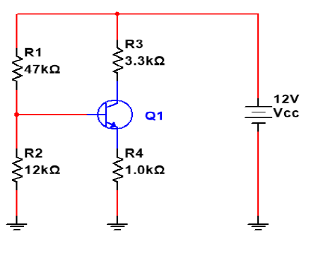 R1 47ΚΩ R3 3.3kΩ 12V Vcc Q1 R2 12kΩ R4 1.0kΩ