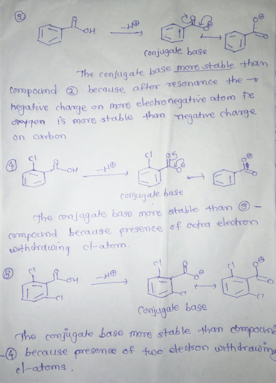 Conjugate basé The conjugate base more stable than compochd © because after resonance the + negative charge on more electrone