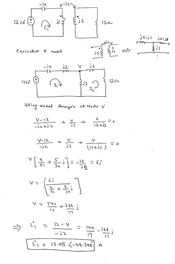 ال۔ يير ي ع 3 وزن دون دار ہے ور وا t model equivalent ها \Als Analysis at Node v using Nodal V-12 0 = نه + + ۔ : روز + + )= و