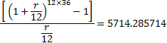 [(1 +5)*** - 1 = 5714.285714