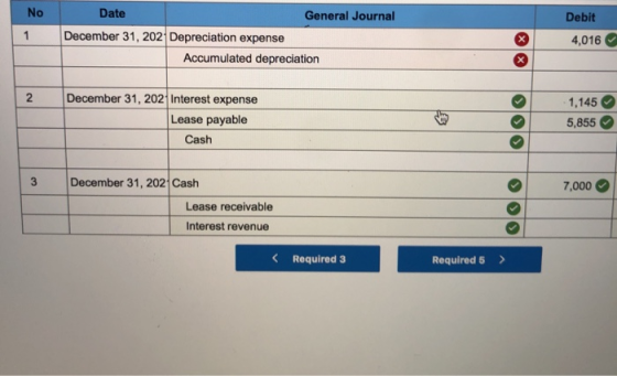 No Debit 1 Date General Journal December 31, 202 Depreciation expense Accumulated depreciation 4,016 2 December 31, 202 Inter