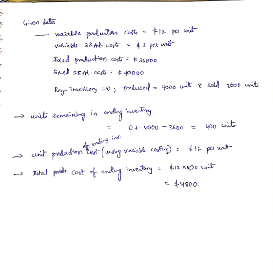 Given ata Vestiable pnduitian Co = 12 peu unit unil ixed productiov) cot= F36000 fxed SE co £ yo0ao Prduced Reg nenon-o ; yoo