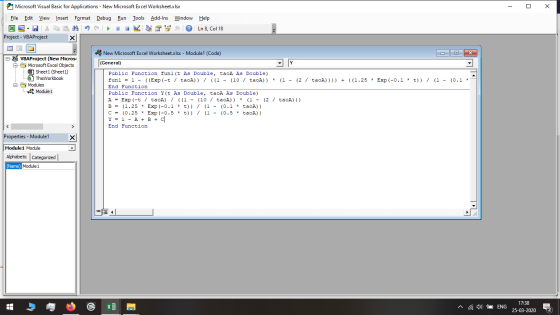 - O X Microsoft Visual Basic for Applications - New Microsoft Excel Worksheet.xlsx Eile Edit View Insert Format Debug Run Too