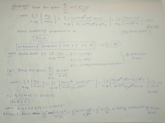 N . Unti (3) (a) soln since the green the given Hin 6n sin Now, u - L4 (-10 คน (ก41) n! Hint & Hence sudius of convergence ii